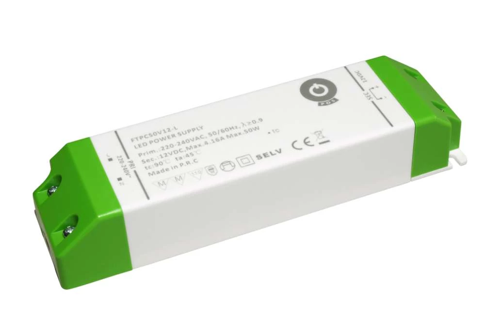Napájací zdroj POS FTPC50V12-L, ovládač POS LED 12V/4,16A CV, kompaktné plastové puzdro, séria SSVL