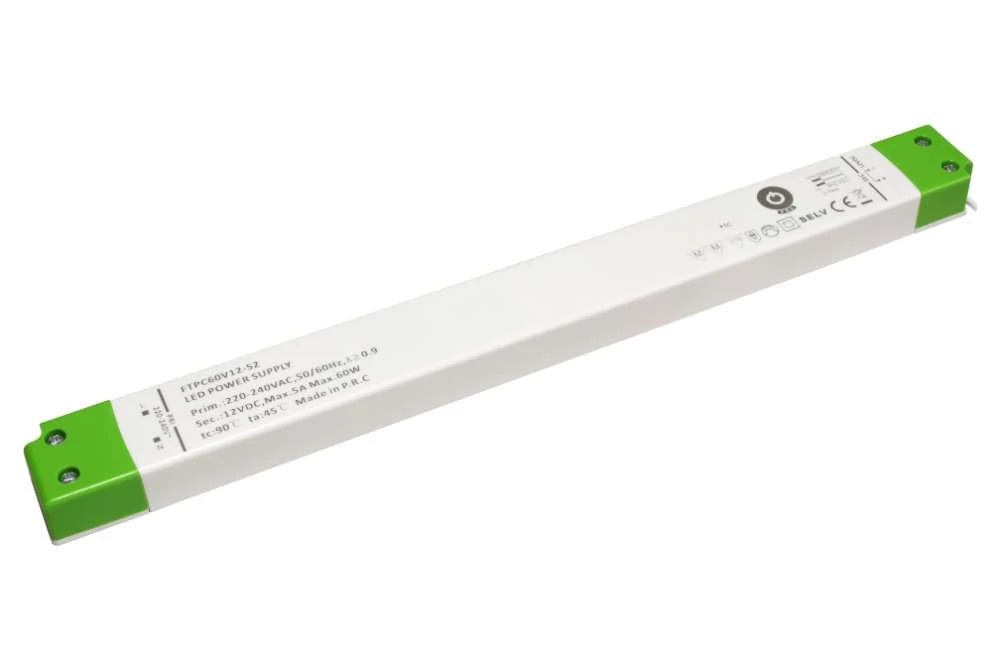 Napájací zdroj POS FTPC60V12-S2, ovládač POS LED 12V/5A CV, tenké plastové puzdro, séria SSLVF
