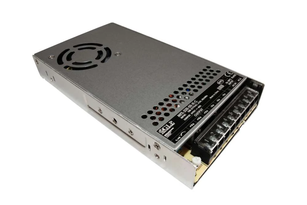 GLP MFS-320-05-HC, GLP: Zapuzdrený napájací zdroj 5V/60A/300W, PFC, Uin = 85-305VAC / 120-430VDC, Kryt pre svorkovnicu