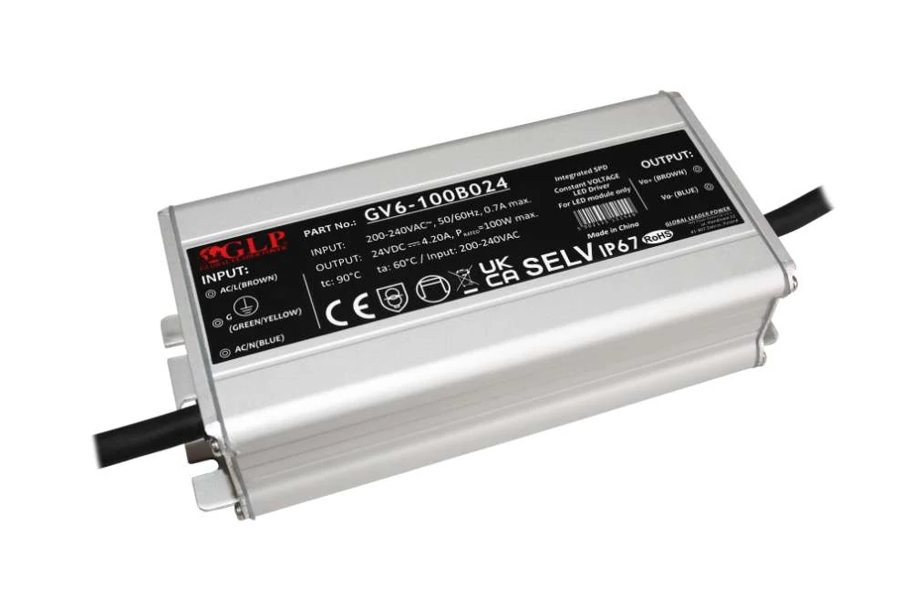 GLP GV6-100B012, napájací zdroj GLP 100W: 12V/8,3A, CV, kovové puzdro, obdĺžnikový tvar