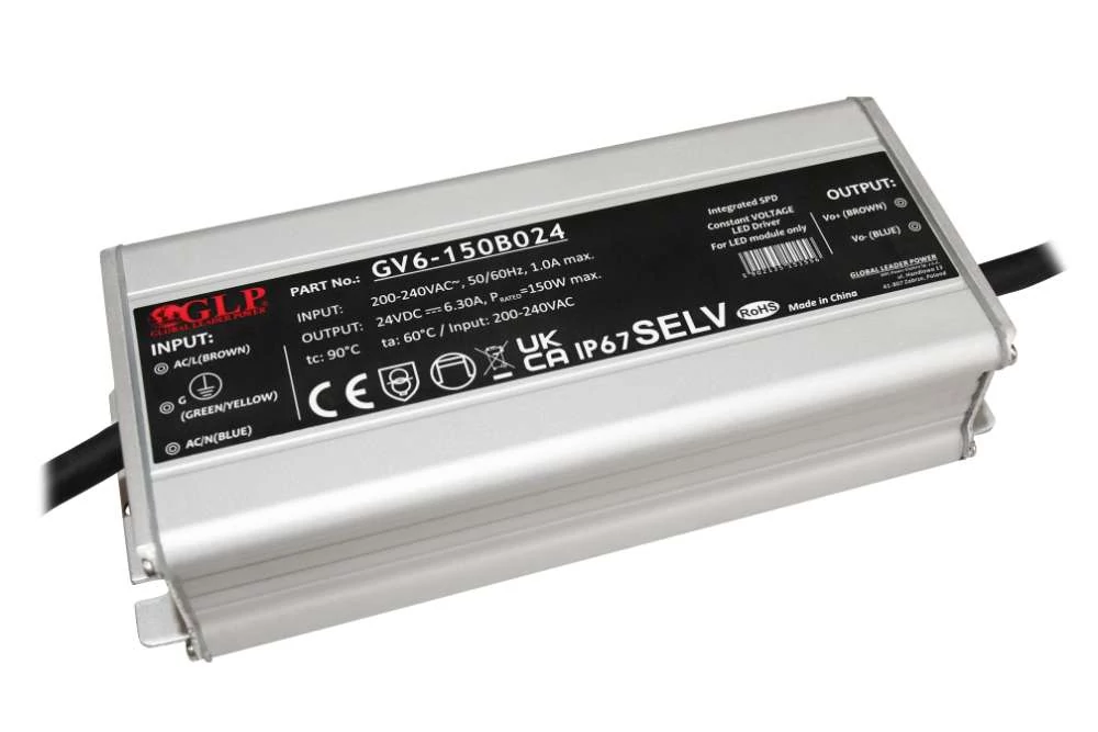 GLP GV6-150B012, napájací zdroj GLP 150W: 12V/12,5A, CV, kovové puzdro, obdĺžnikový