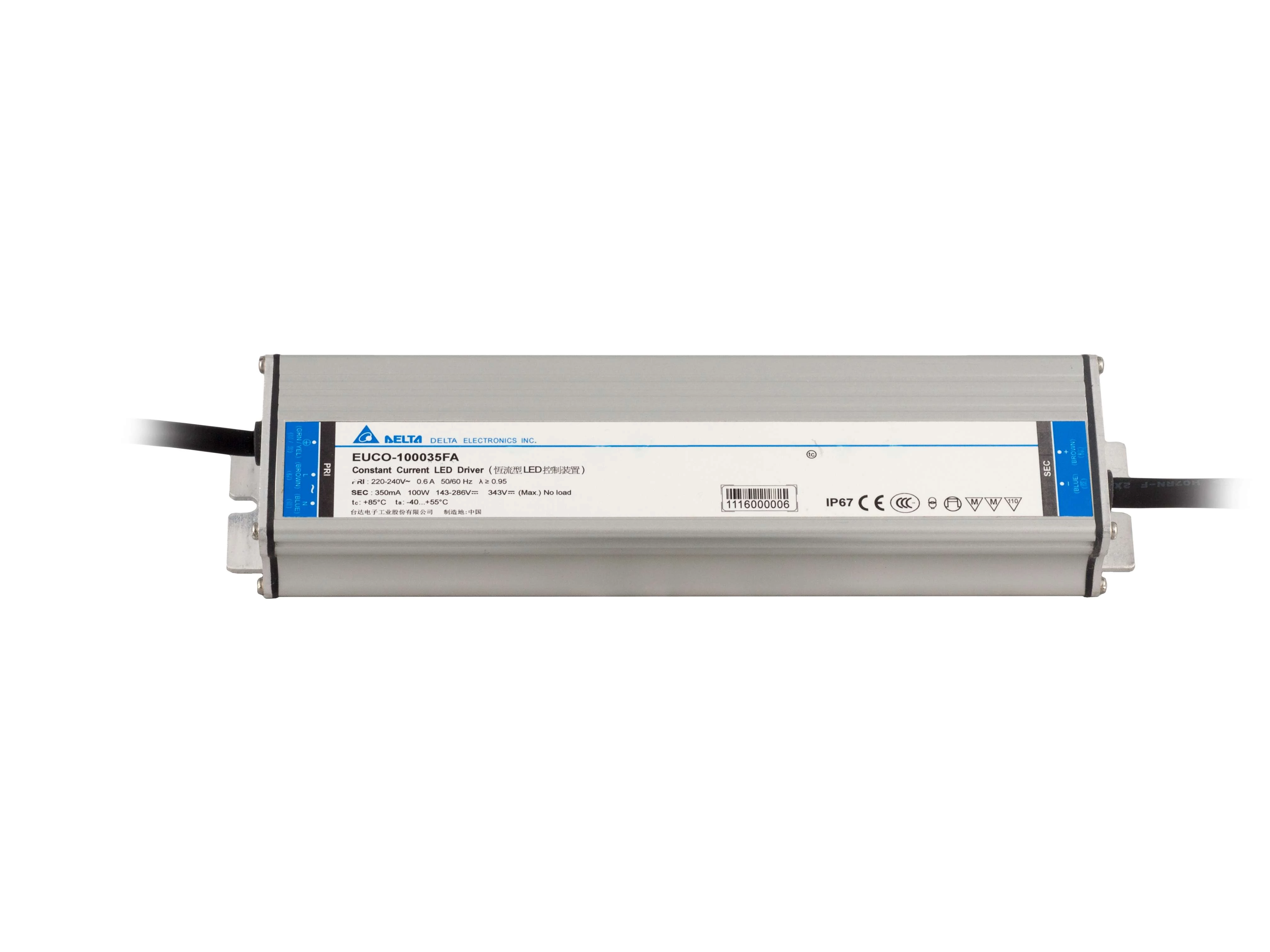 Napájací zdroj DELTA EUCO-100035FA, CC ovládač 100W 350mA/143~286V trieda I