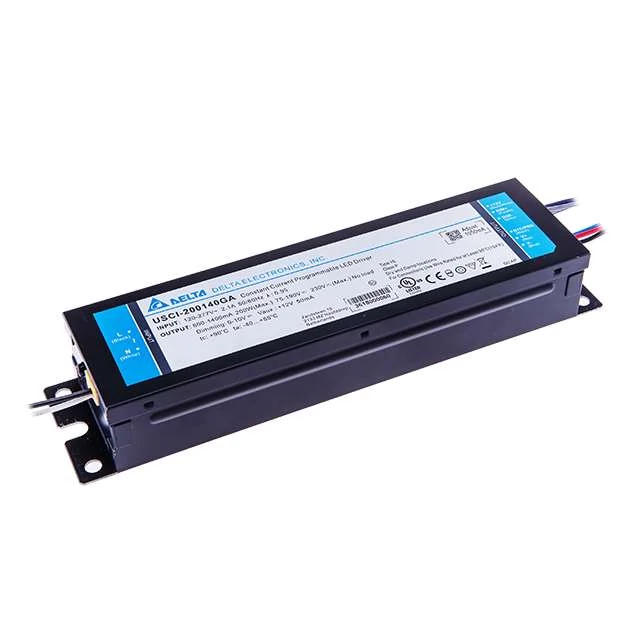 Napájací zdroj DELTA USCI-200140GA, vnútorný CC ovládač 200W 600~1400mA/75~190V, trieda I, programovateľný