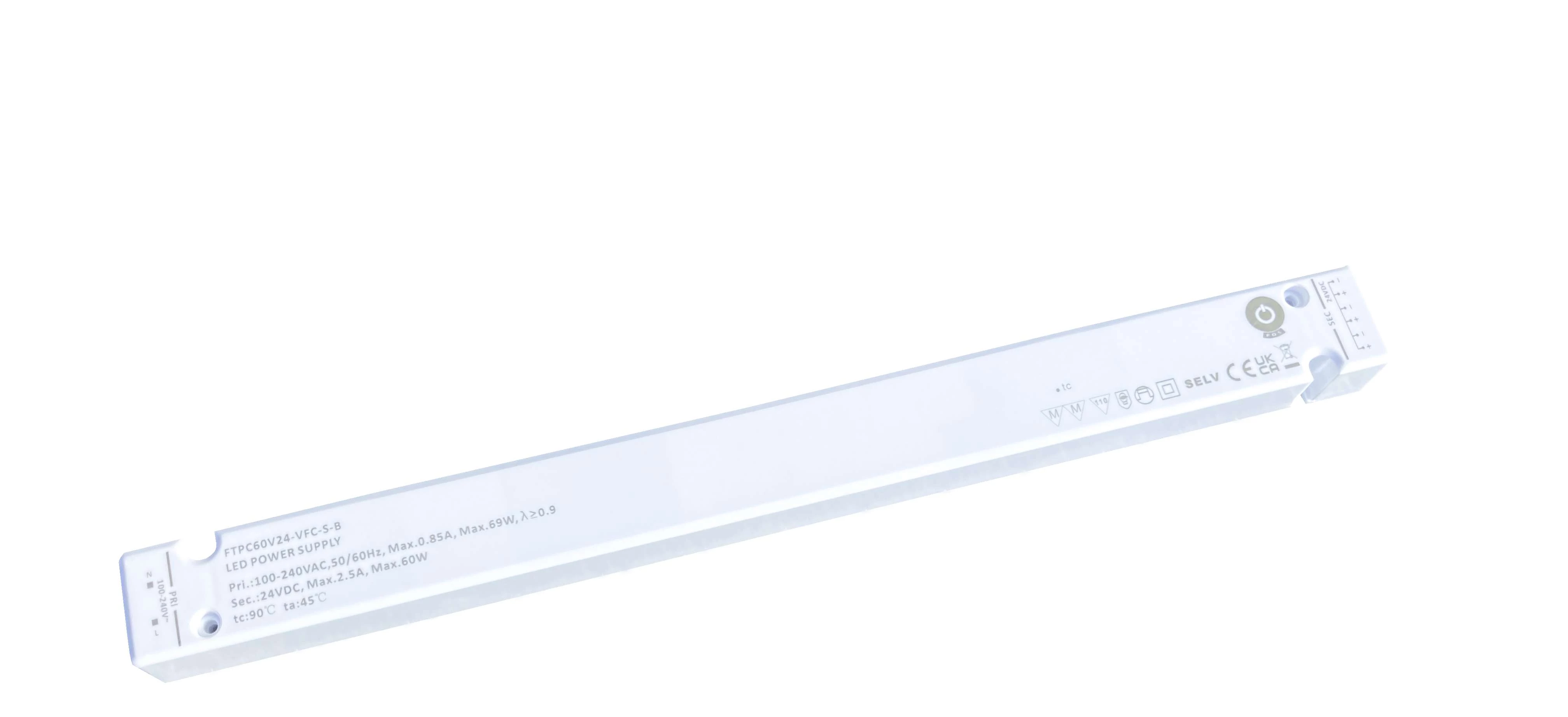 Napájací zdroj POS FTPC60V24-VFC-SB, ovládač POS LED 24V/2,5A vstupná pätica C8; výstup: konektory; vstavané konektory, zástrčka L813/L815...