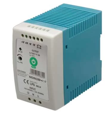 POS MDIN100W12, tenký napájací zdroj na DIN lištu 12V/8,3A, plastové puzdro