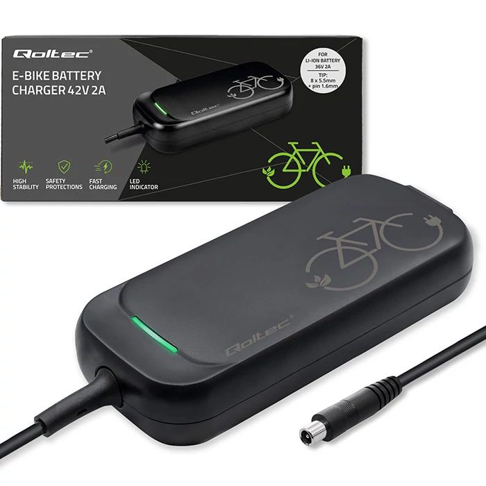 Qoltec Rýchlonabíjačka pre e-bike, elektrickú kolobežku XIAOMI 36V | 42V | 2A | 8.0*5,5mm | vodotesná + napájací kábel