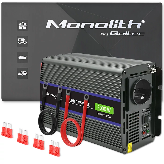 Qoltec Monolith Modified Sine Wave Invertor 2000 | 12V – 230V | 1000/2000W | USB