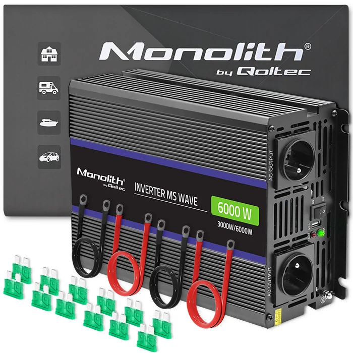 Qoltec Monolith Modified Sine Wave Invertor 6000 | 12V – 230V | 3000/6000W | USB