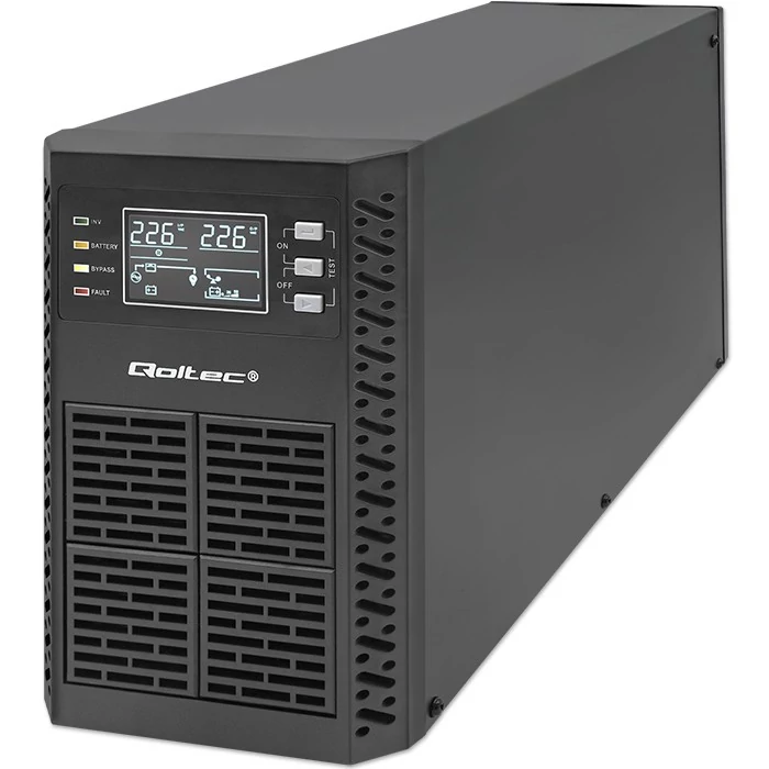 Qoltec szünetmentes tápegység UPS | 2kVA | 2000W | Power factor 1.0 | LCD | EPO | USB | On-line