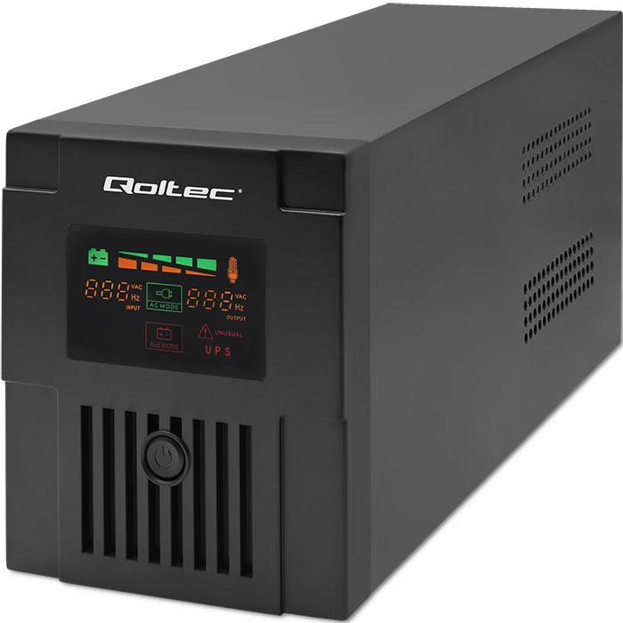 Interaktívny neprerušiteľný zdroj napájania Qoltec UPS| Monolit | 1200VA | 720W | LCD | USB