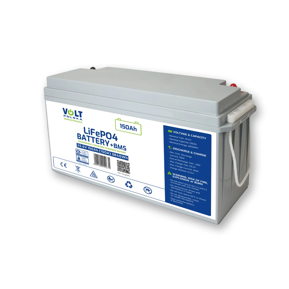 Volt Polska batéria LiFePO4 LiFePO4 25,6V 150 Ah (150A) + BMS, lítium-železo-fosfátová batéria