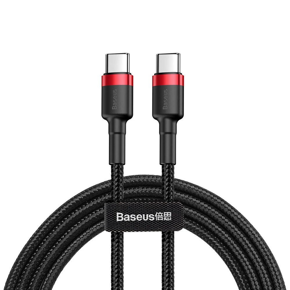 Baseus kábel USB C typu C na USB C Cafule PD2.0 60W dátový a nabíjací kábel 20V 3A 1m červený čierny (CATKLF-G91)