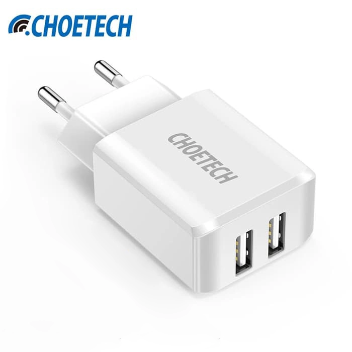 CHOETECH C0030 2 USB portos fali hálozati töltő fehér