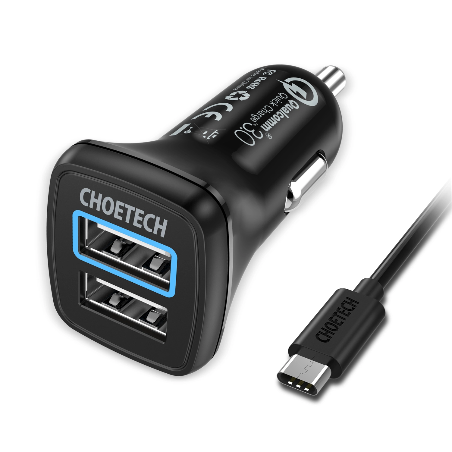 CHOETECH C0051 2 USB portos QC 3.0 autós töltő