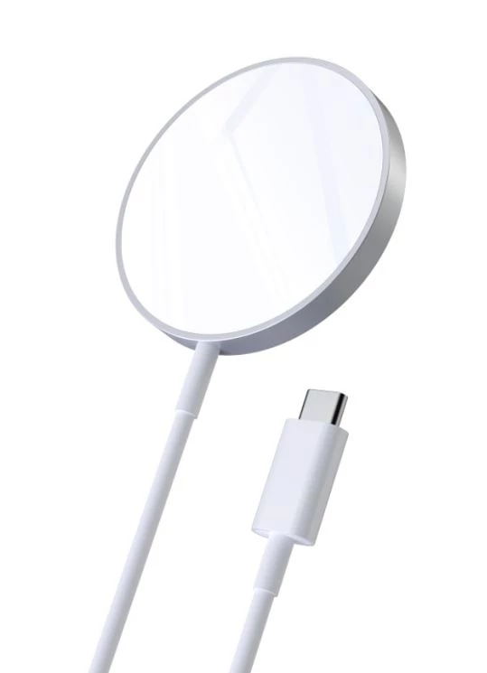 Choetech 15 W magnetická bezdrôtová nabíjačka Qi (kompatibilná s MagSafe), biela (T517-F), strieborný stojan