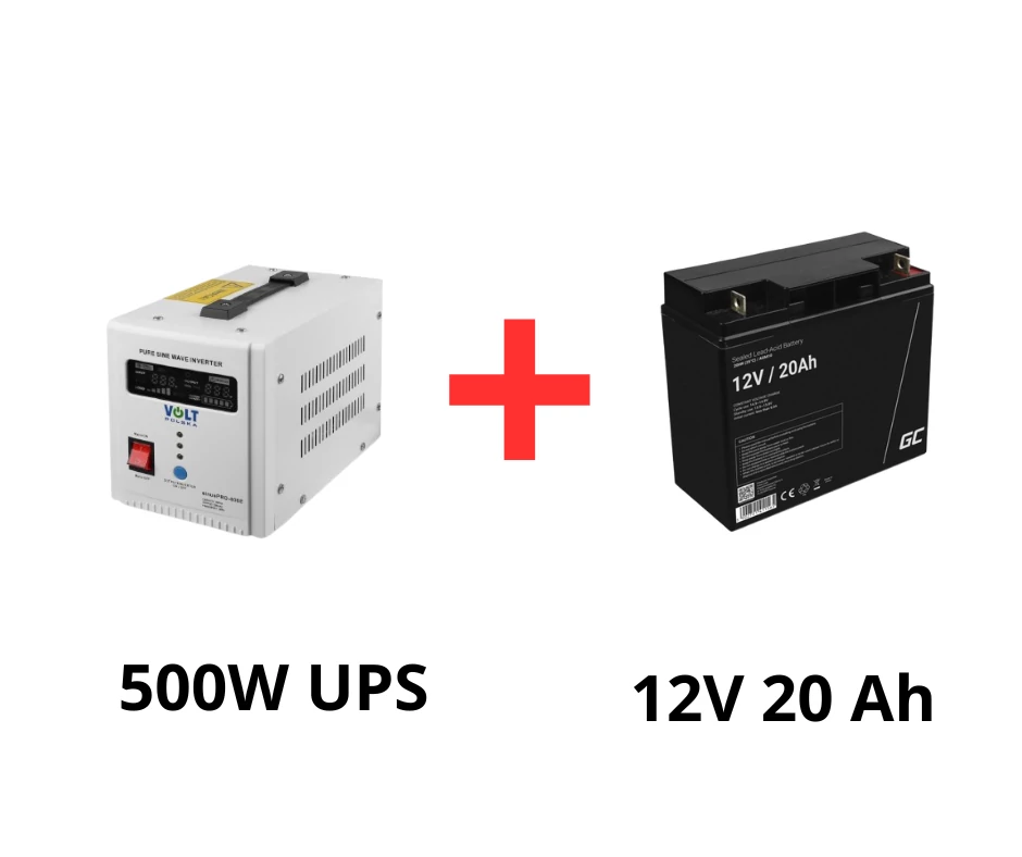 Volt Polska Szünetmentes tápegység keringető szivattyúkhoz 500W + Green Cell 20Ah akkumulátor csomag