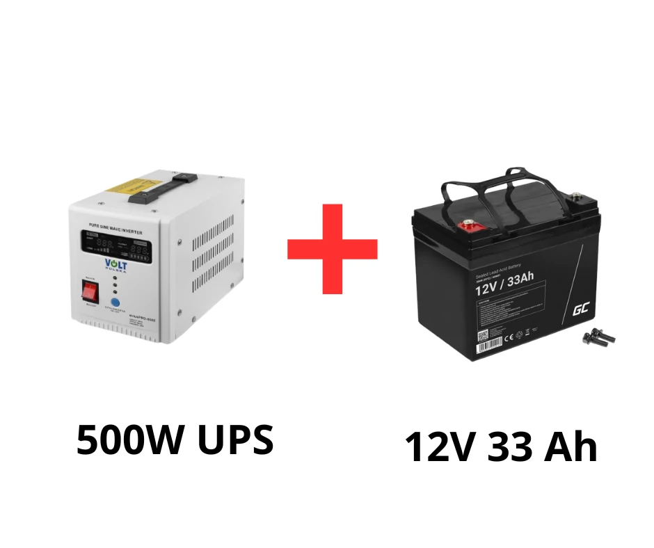 Volt Polska Szünetmentes tápegység keringető szivattyúkhoz 500W + Green Cell 33Ah akkumulátor csomag