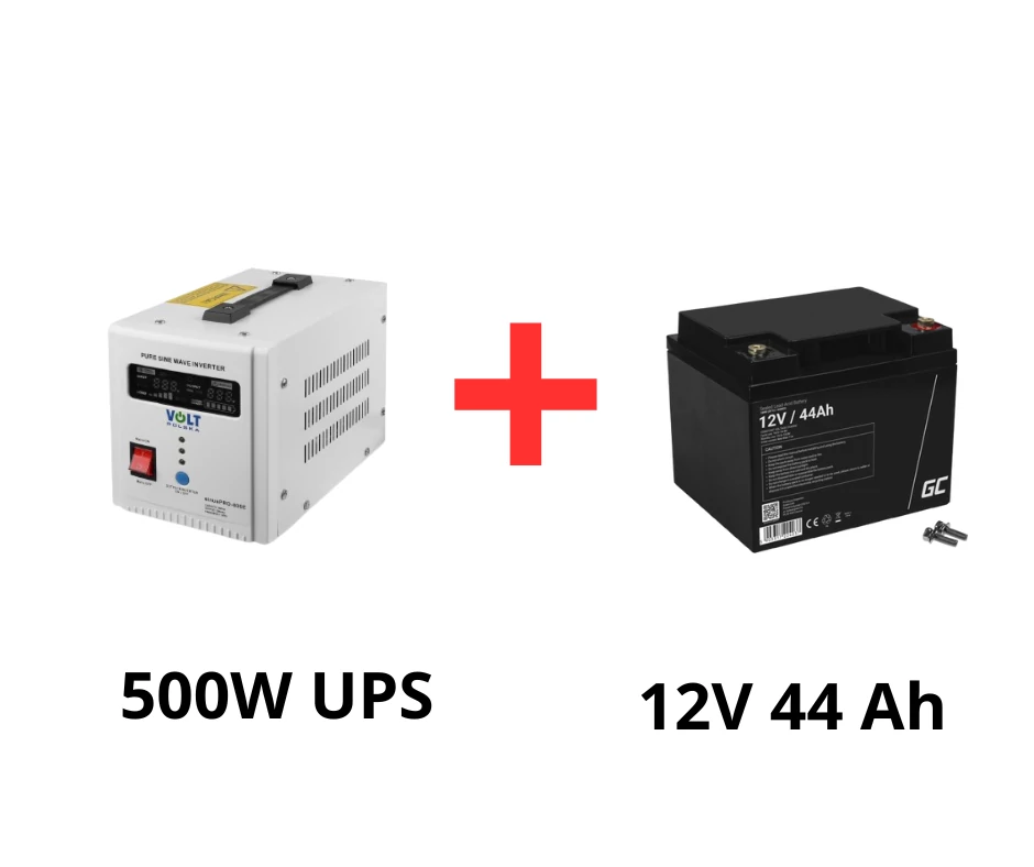 Volt Polska Szünetmentes tápegység keringető szivattyúkhoz 500W + Green Cell 44Ah akkumulátor csomag