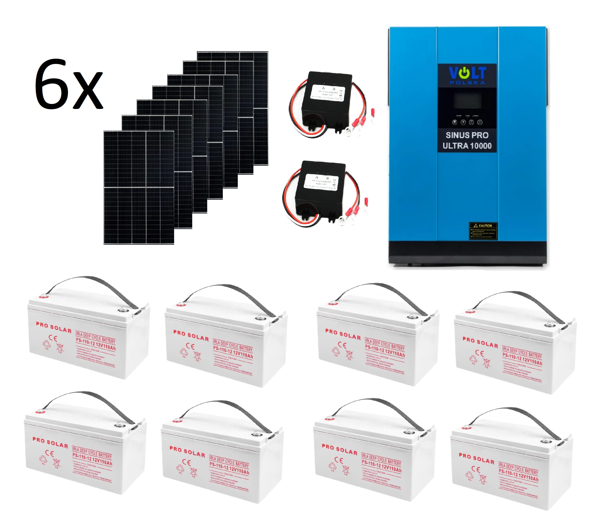 Szigetüzemű napelemes MPPT rendszer csomag / szett 48V DC 5000W 5kW AGM 8db 110Ah Akkumulátor 6x405W napelem