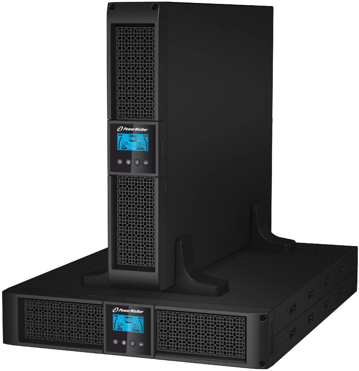 PowerWalker 3000RT LCD - 3000VA/2700W, 0-300VAC, 50/60Hz, 430 J, 12V / 9Ah, USB, RS-232, 9x IEC, RJ11, Lineáris UPS Szünetmentes tápegység UPS