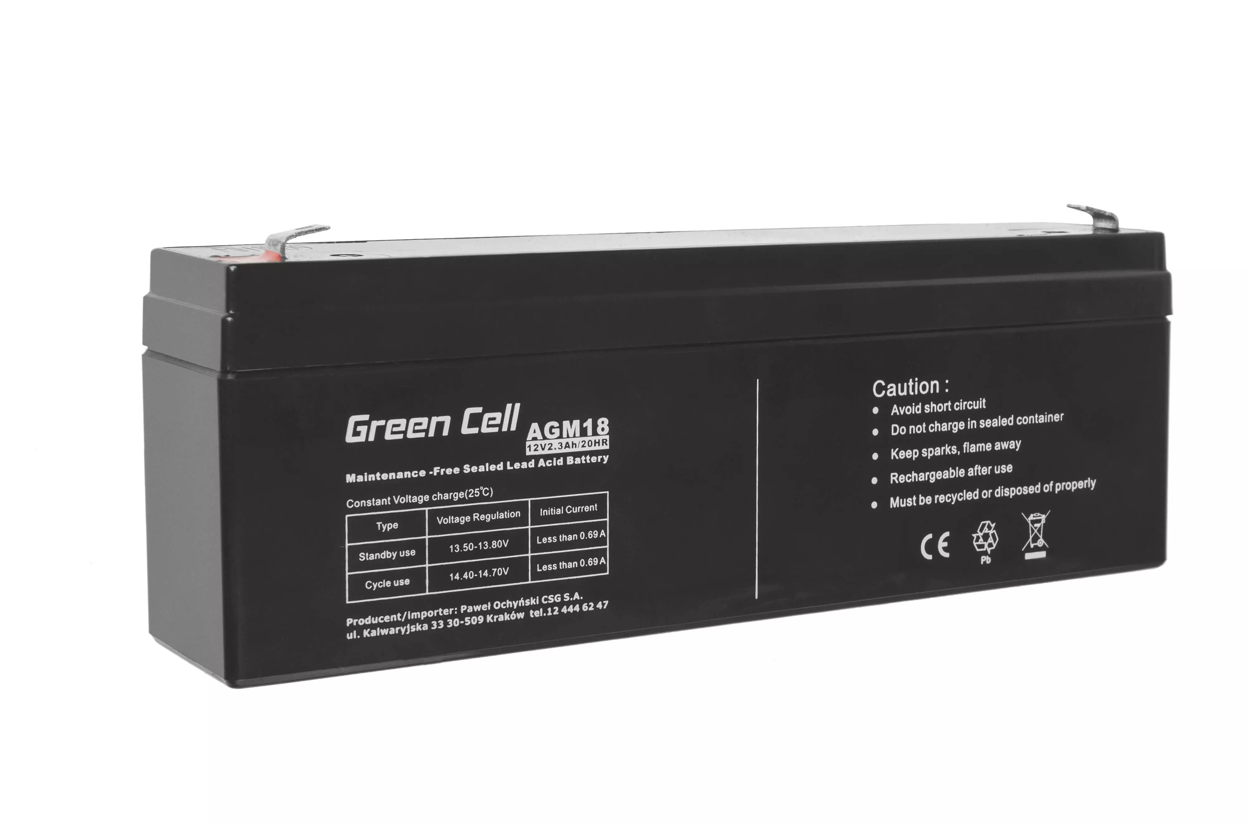 Green Cell AGM akkumulátor VRLA 12V 2.3 Ah