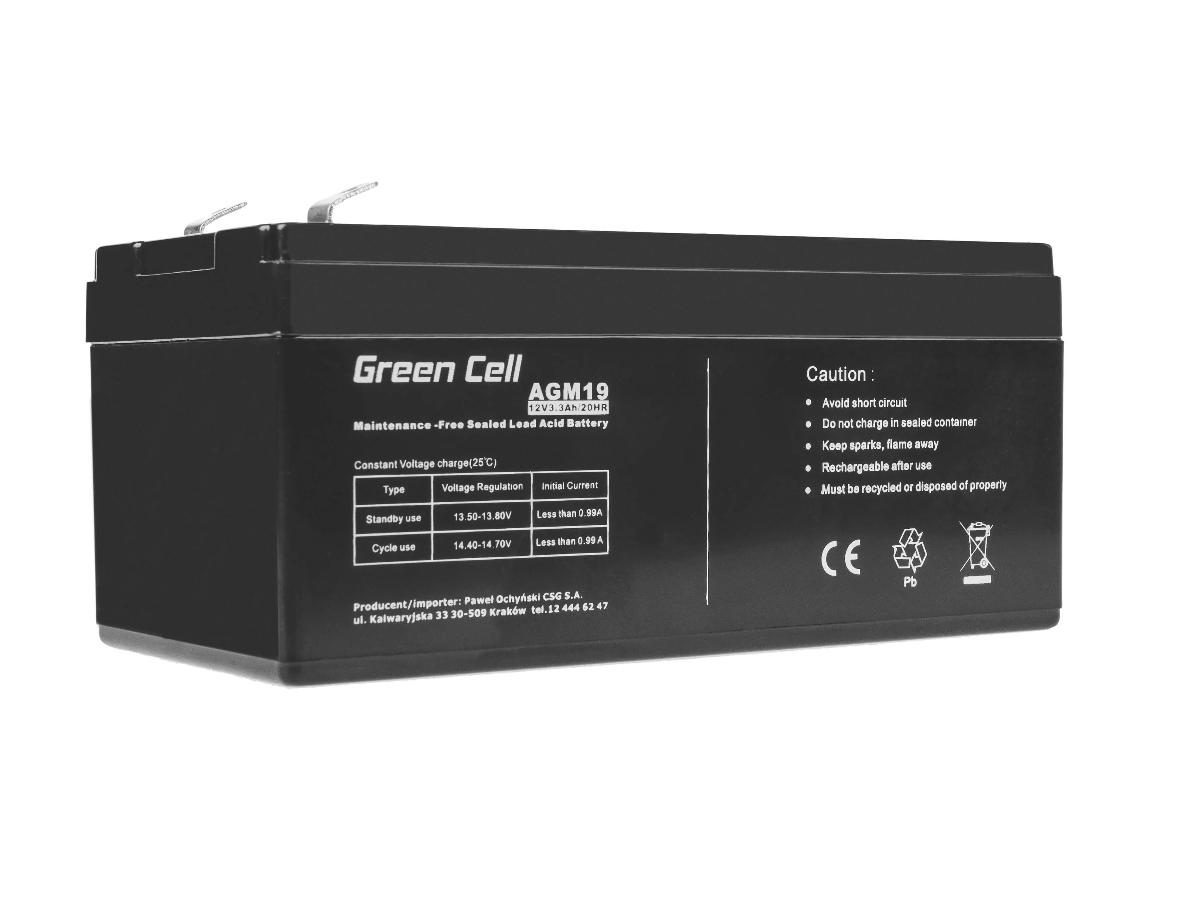 Green Cell AGM akkumulátor VRLA 12V 3.3 Ah
