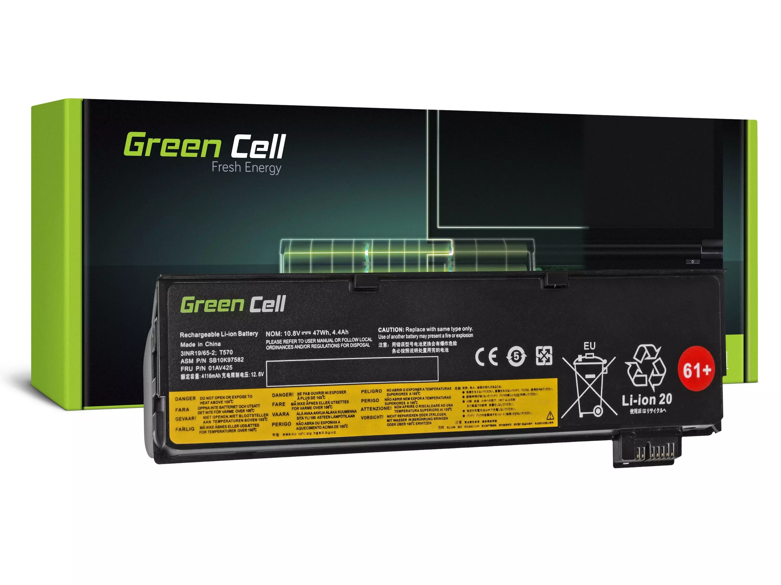Bővített Green Cell Laptop akkumulátor Lenovo ThinkPad T470 T570 A475 P51S T25