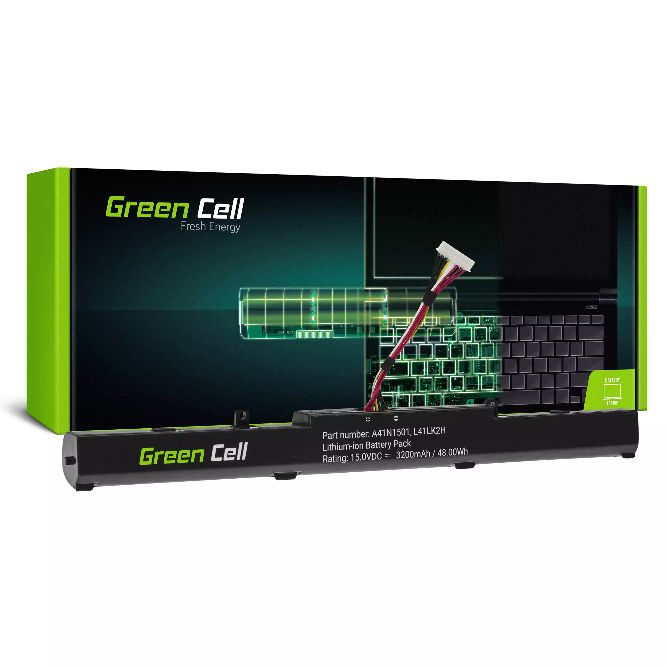 Green Cell Baterie laptop A41N1501 Asus ROG GL752 GL752V GL752VW, Asus VivoBook Pro N552 N552V N552V N552VW N552VX N752 N752 N752V N752VX