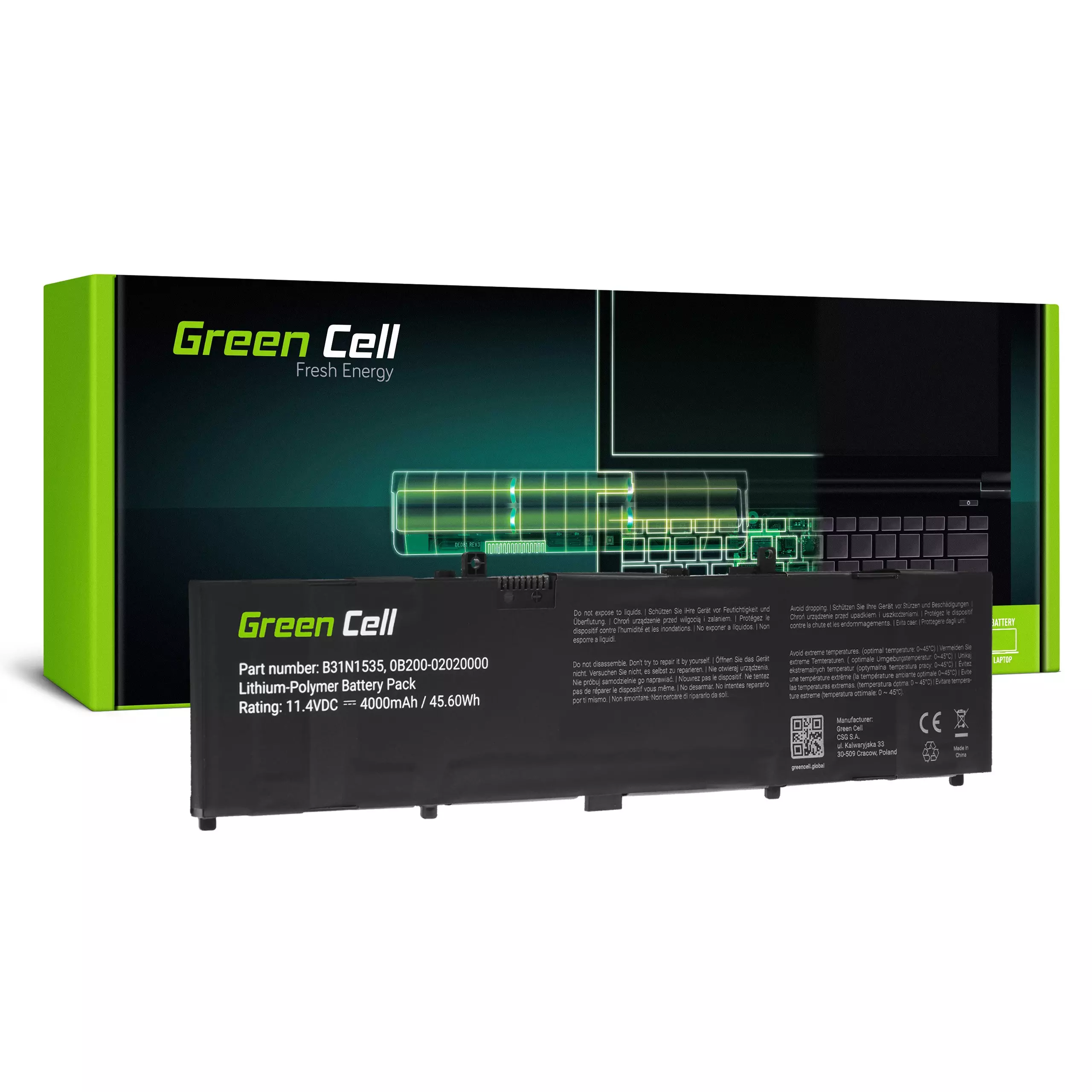 Green Cell Baterie laptop B31N1535 Asus ZenBook UX310 UX310U UX310UA UX310UQ UX410 UX410U UX410UA UX410UF UX410UQ UX3410 UX3410UQ UX3410U