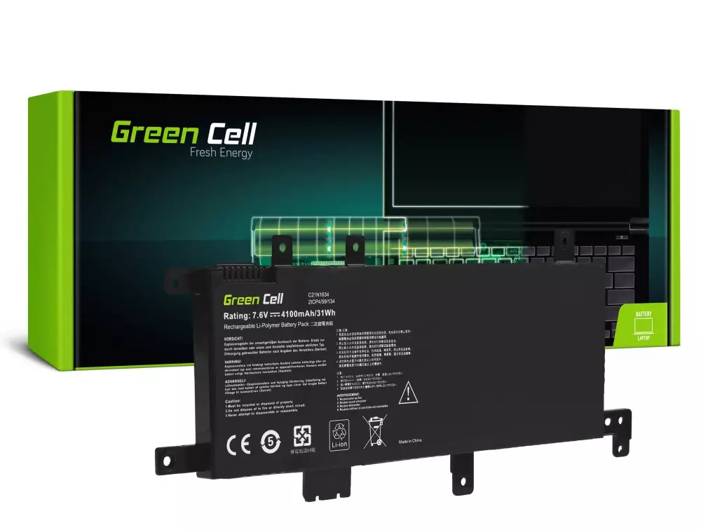 Green Cell Pro Laptop Battery C21N1634 Asus F542 F542U F542UQ VivoBook 15 R542 R542 R542U R542UA R542UF R542UQ X542 X542U X542UA X542UF