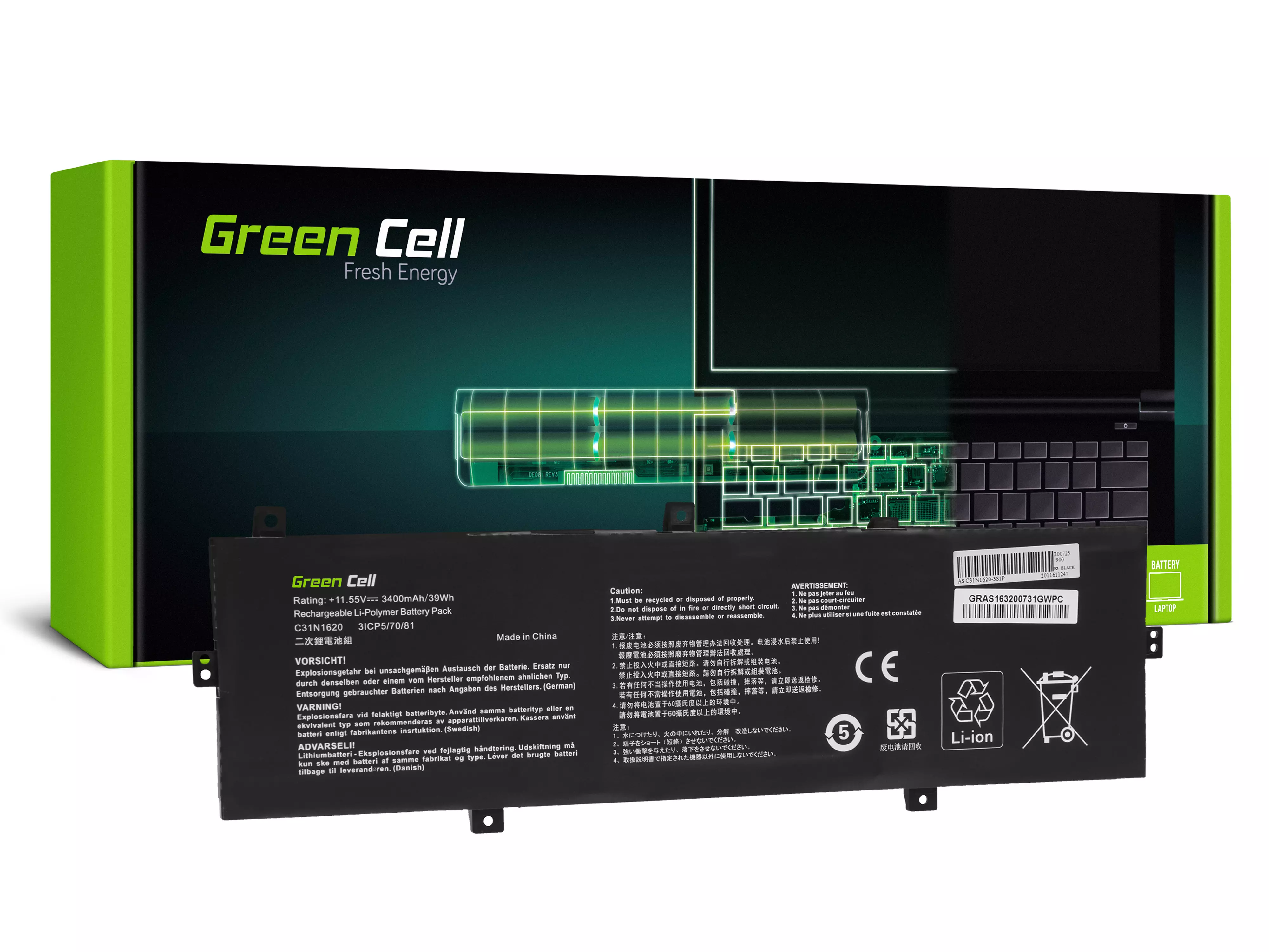 Green Cell Laptop akkumulátor C31N1620 Asus ZenBook UX430 UX430U UX430UA UX430UN UX430UQ