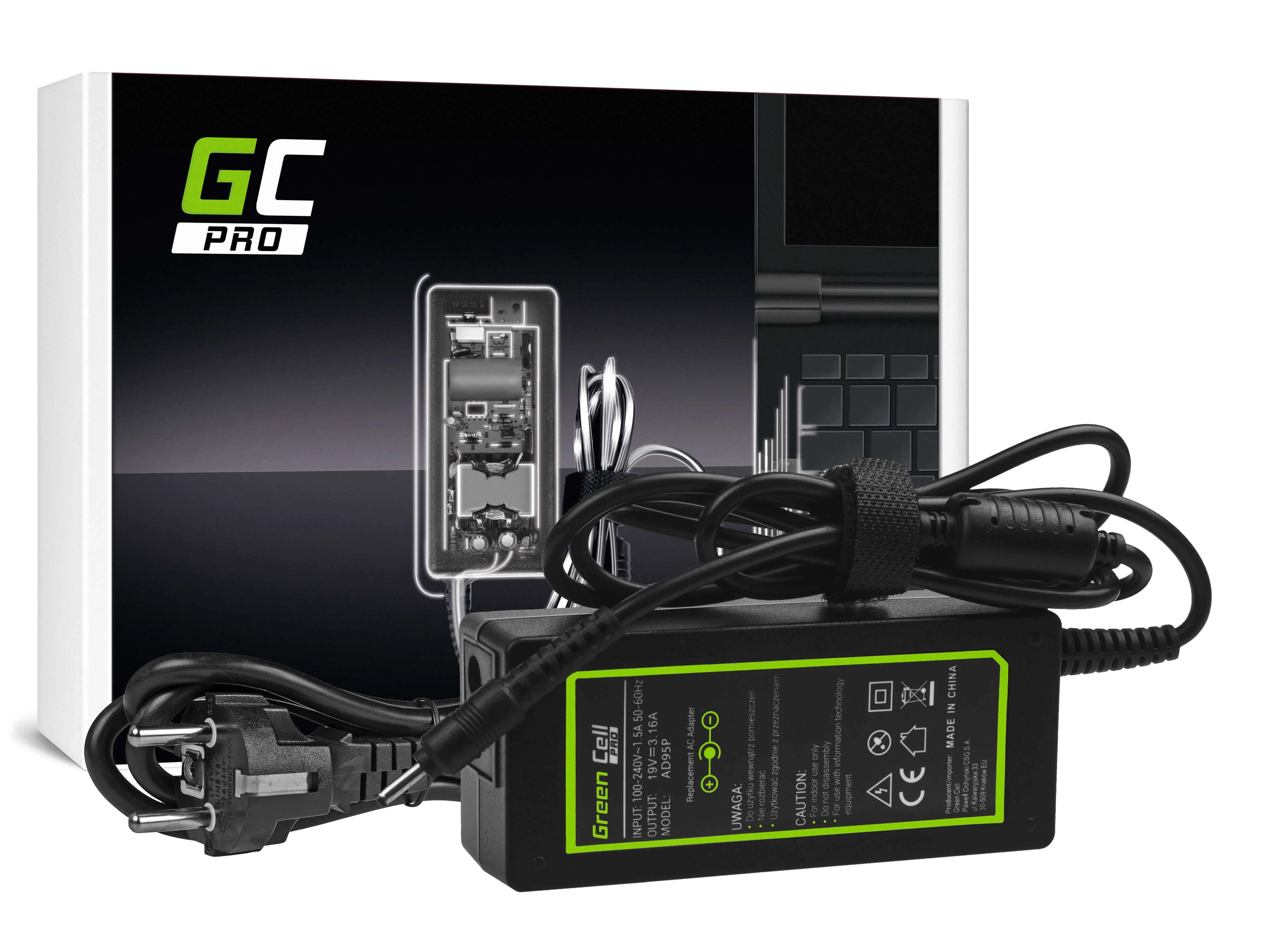 Green Cell PRO töltő 19V 3.16A 60W Samsung NP730U3E ATIV Book 5 NP530U4E ATIV Book 7 NP740U3E