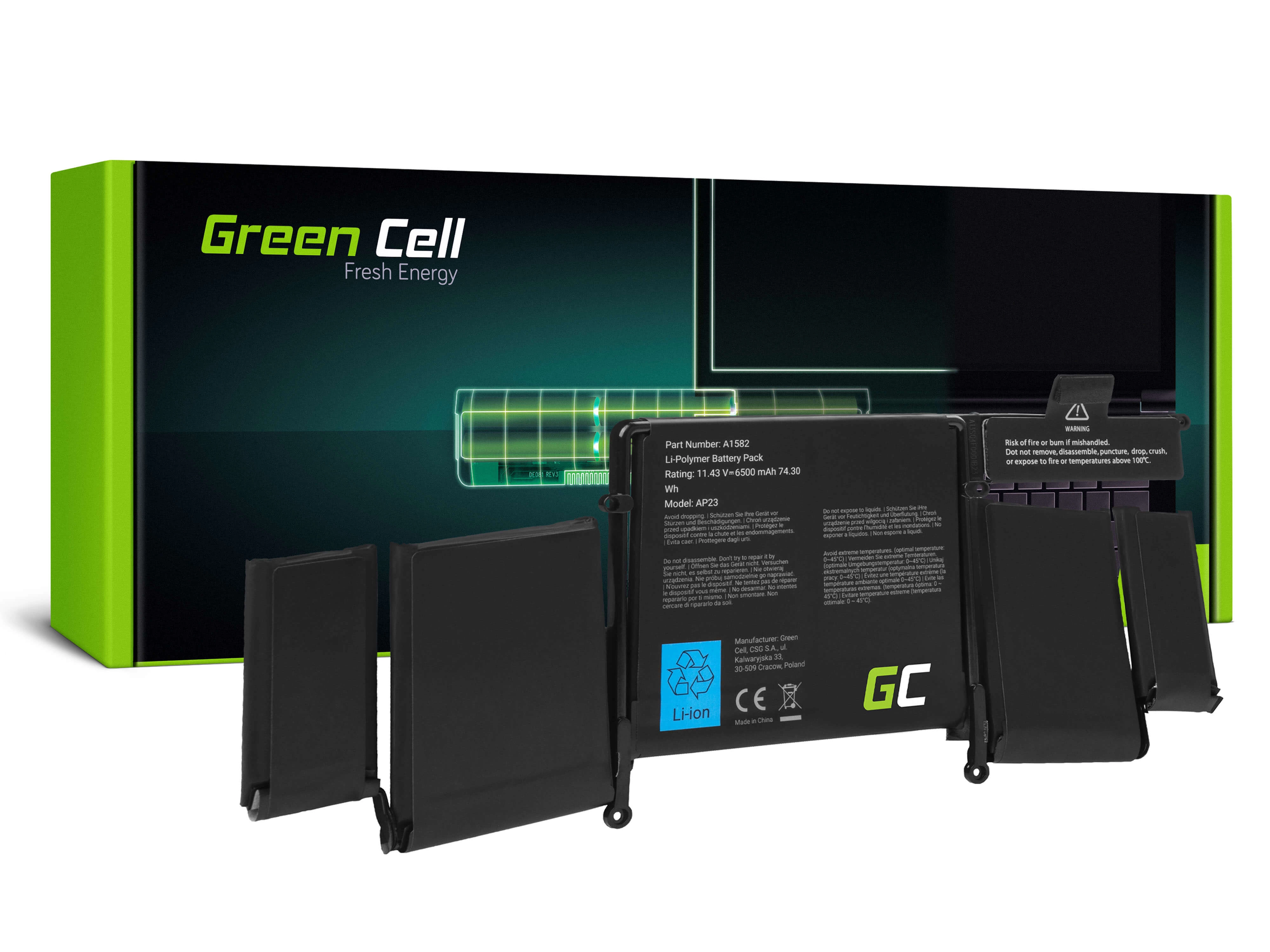 Green Cell Laptop akkumulátor A1582 battery Apple MacBook Pro 13 A1502 (Early 2015)