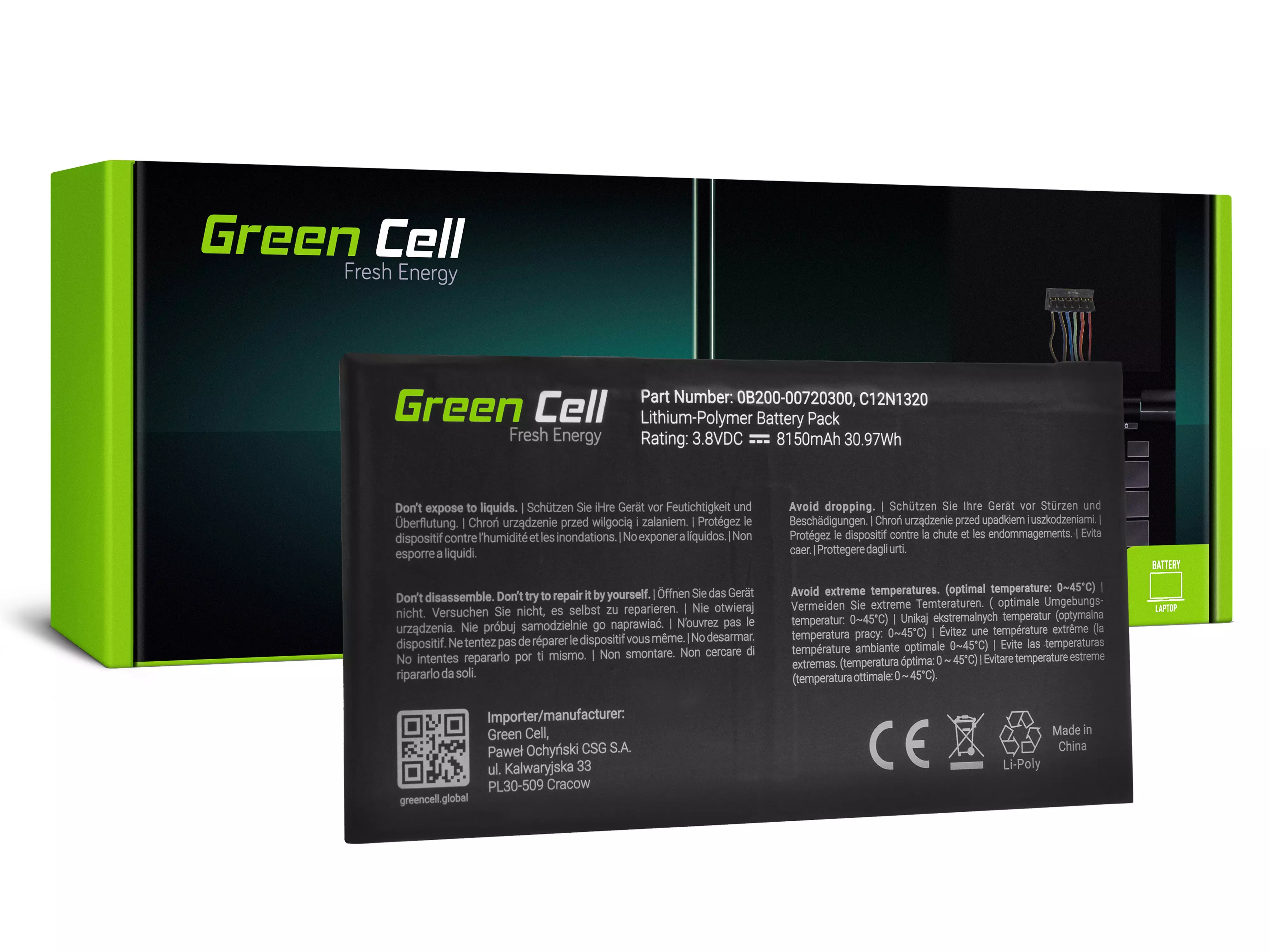 Battery Green Cell C12N1320 for Asus Transformer Book T100T T100TA T100TAF T100TAM