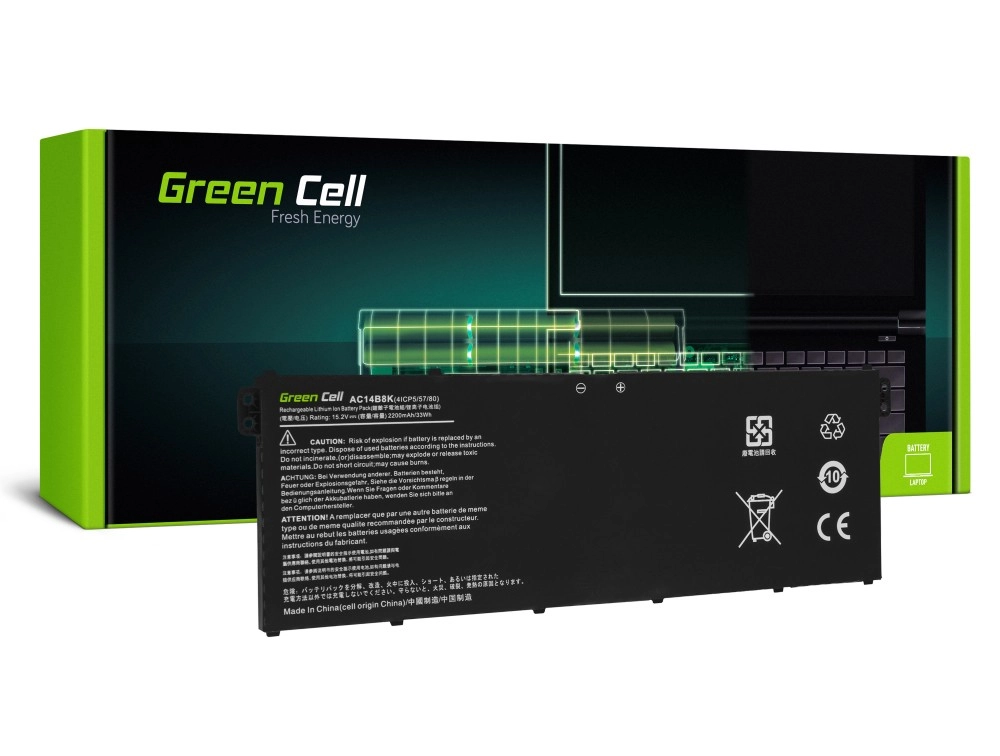 Green Cell Laptop akkumulátor AC14B3K AC14B8K Acer Aspire 5 A515 A517 R15 R5-571T Spin 3 SP315-51 SP513-51 Swift 3 SF314-52