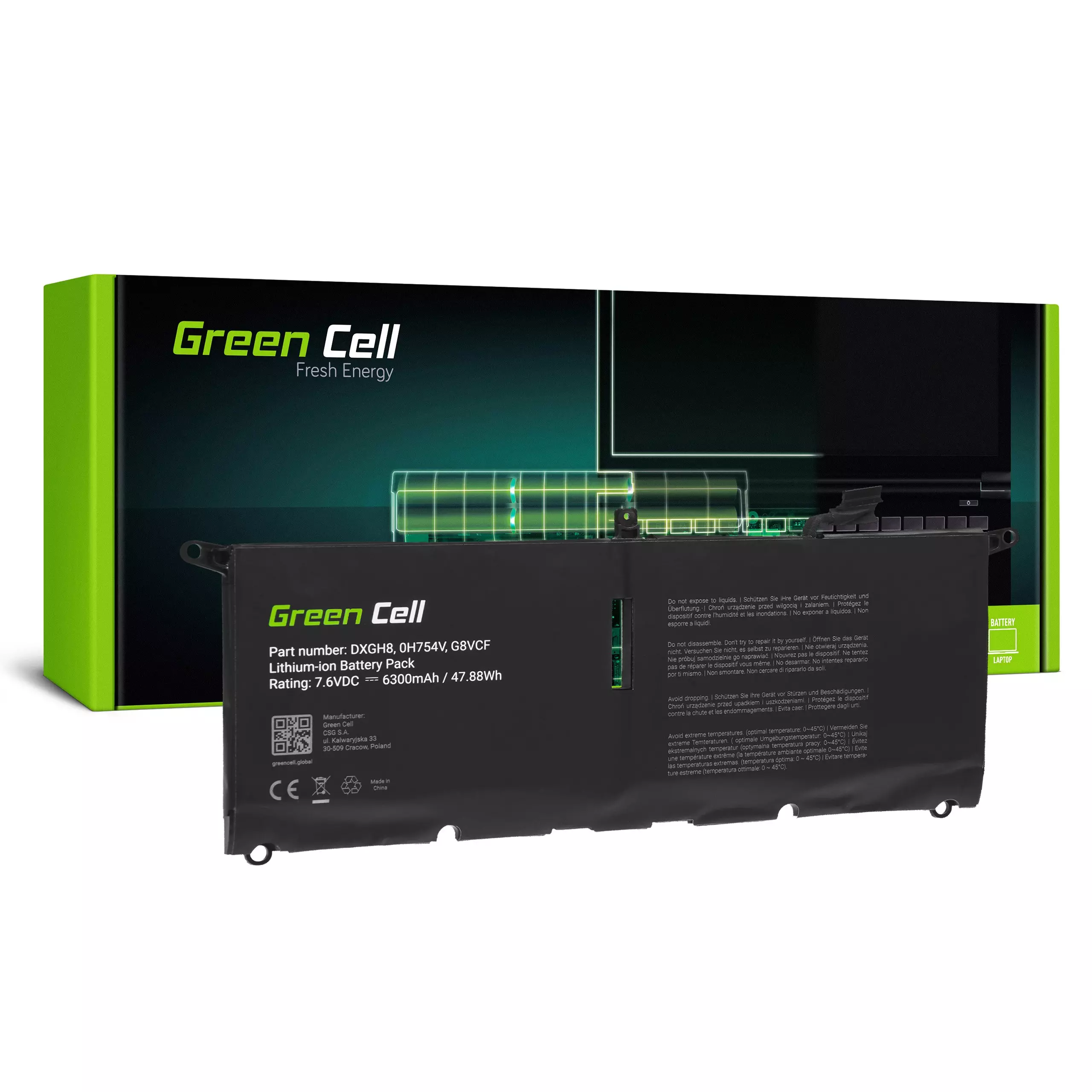 Green Cell Baterie laptop DXGH8 Dell XPS 13 9370 9380, Dell Inspiron 13 3301 5390 7390, Dell Vostro 13 5390