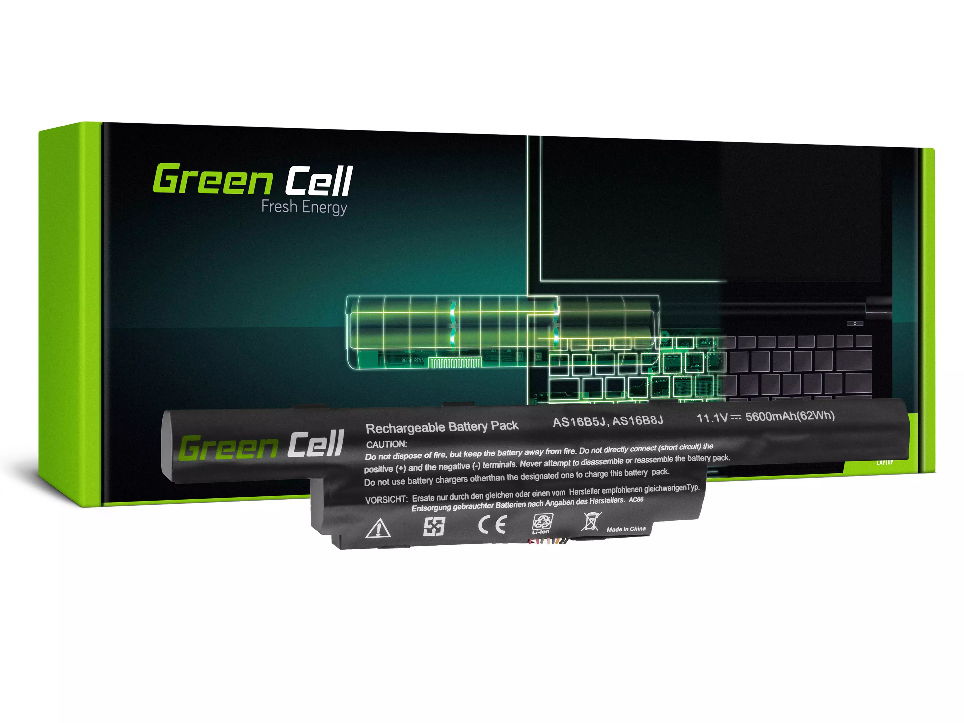 Green Cell Baterie laptop Green Cell AS16B5J AS16B8J Acer Aspire E15 E5-575 E5-575G F15 F5-573 F5-573G TravelMate P259 P259-M P259-G2-M / 11.1V 5600 mAh