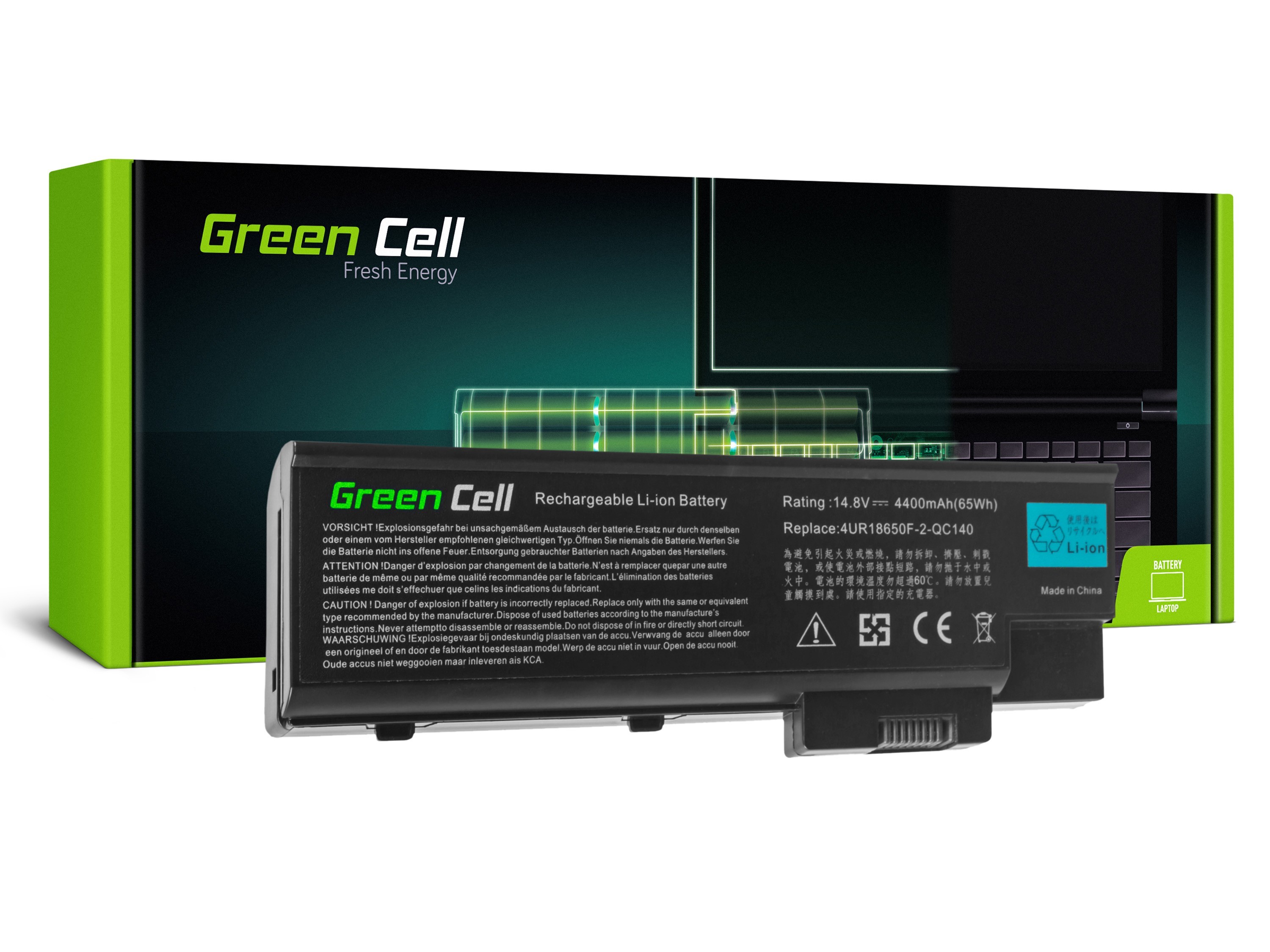 Green Cell Battery for Acer Aspire 1640 3000 3500 5000 / 14,4V 4400mAh