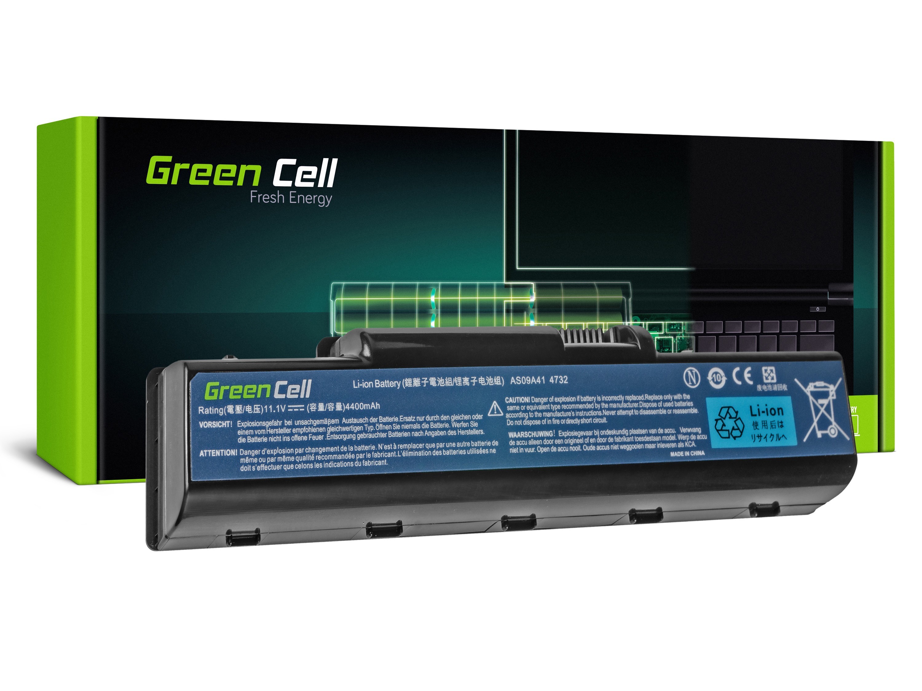 Green Cell Battery for Acer Aspire AS09A41 AS09A51 5532 5732Z 5734Z / 11,V 4400mAh