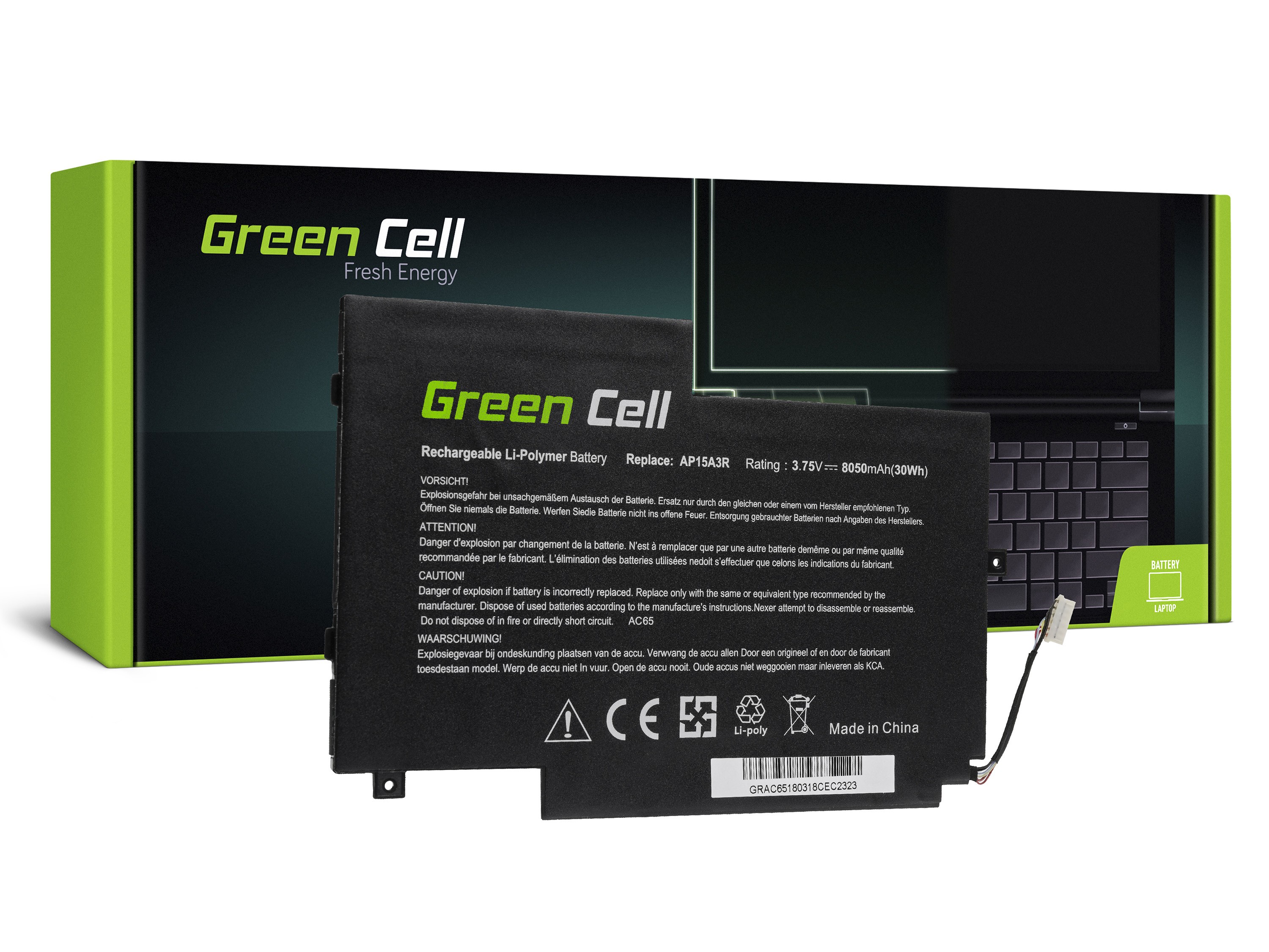 Green Cell Battery for Acer Aspire Switch 10 E SW3 SW3-013 SW3-016 / 3,75V 8050mAh