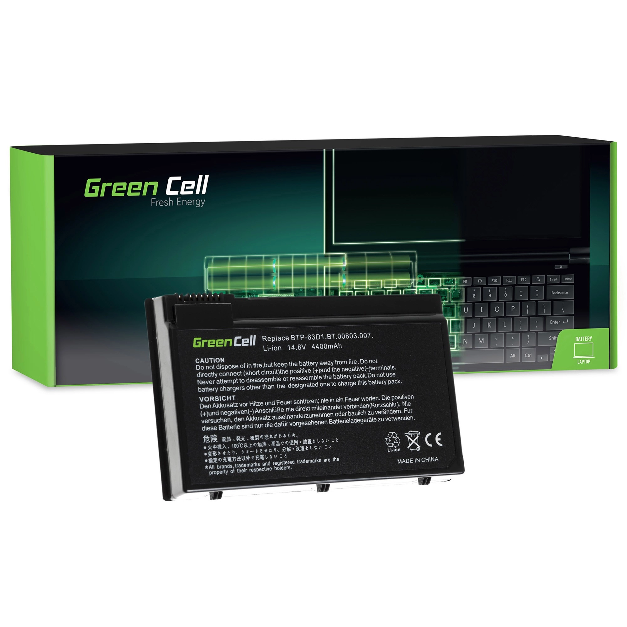 Green Cell Battery for Acer TravelMate 4400 C300 2410 Aspire 3020 3610 5020 / 11,1V 4400mAh