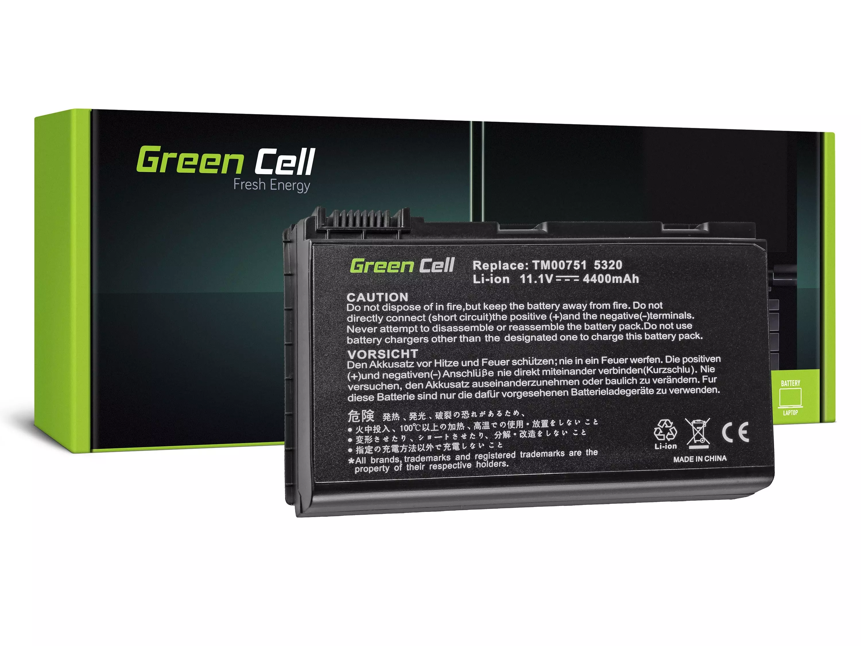 Green Cell Battery for Acer TravelMate 5220 5520 5720 7520 7720 / 11,1V 4400mAh