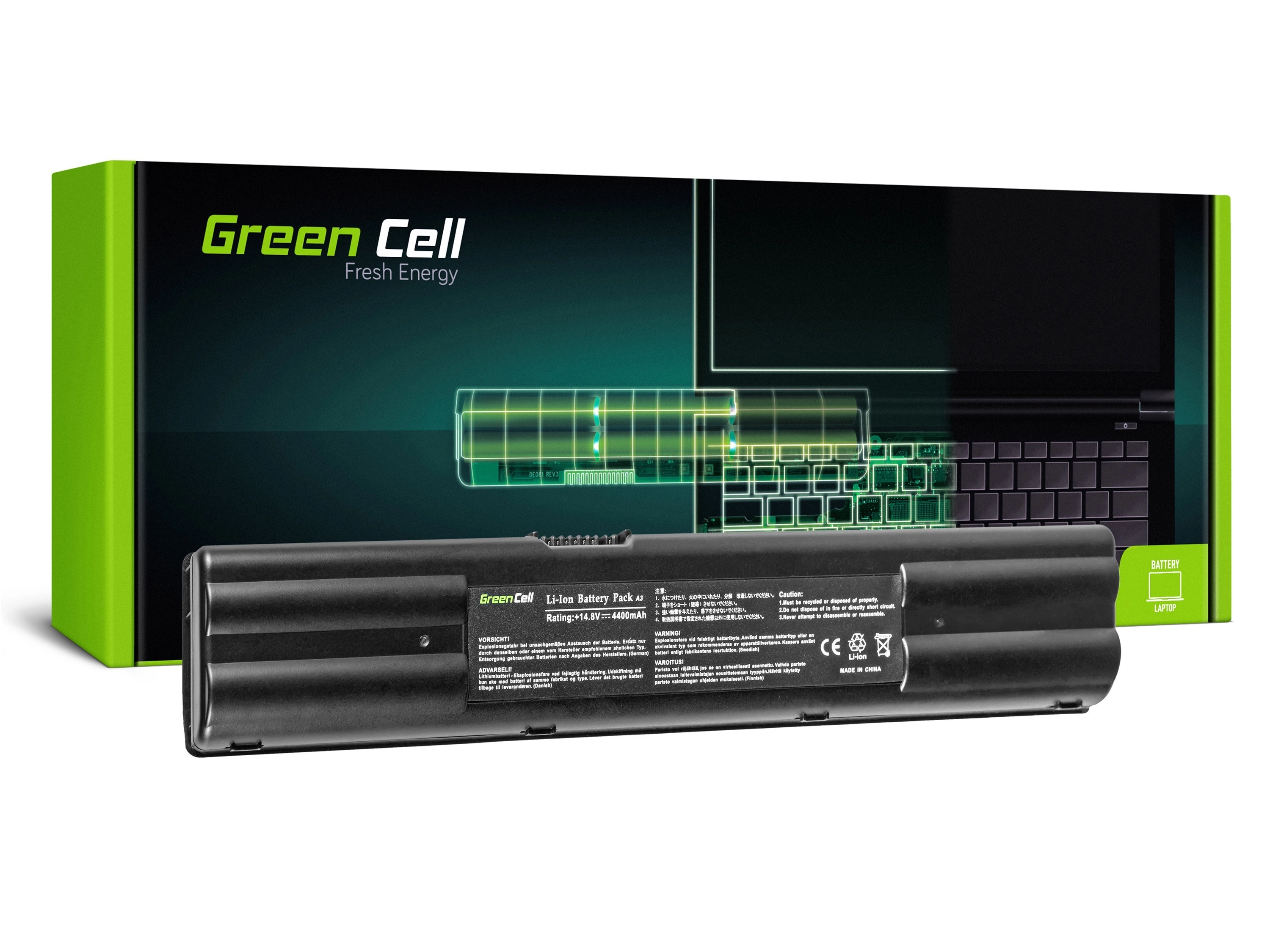 Green Cell Battery for Asus A3 A3A A3000 A6 A6M A6R A6000 A7 G1 G2 / 14,4V 4400mAh