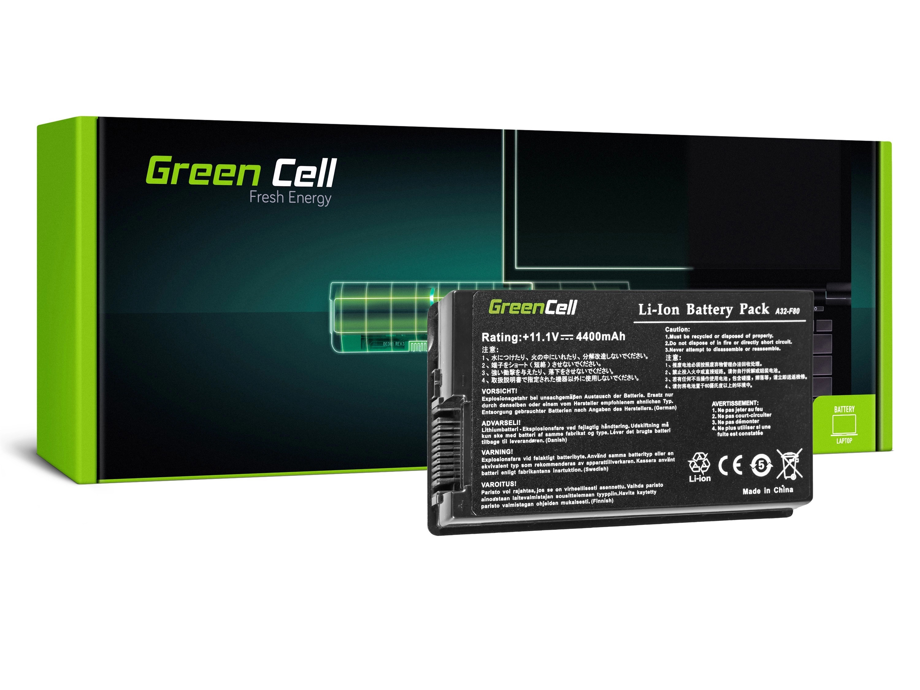 Green Cell Laptop akkumulátor Asus F50 F50Q F50Z F80S N60 X60 X61 X61S X61Z X61SL