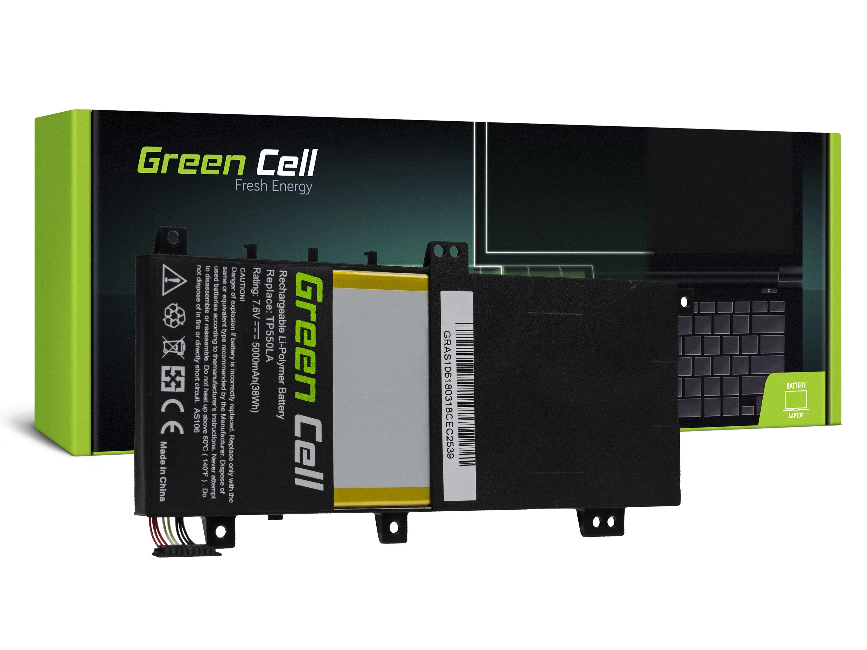 Green Cell Battery for Asus Transformer Book Flip TP550 TP550L / 7,6V 5000mAh