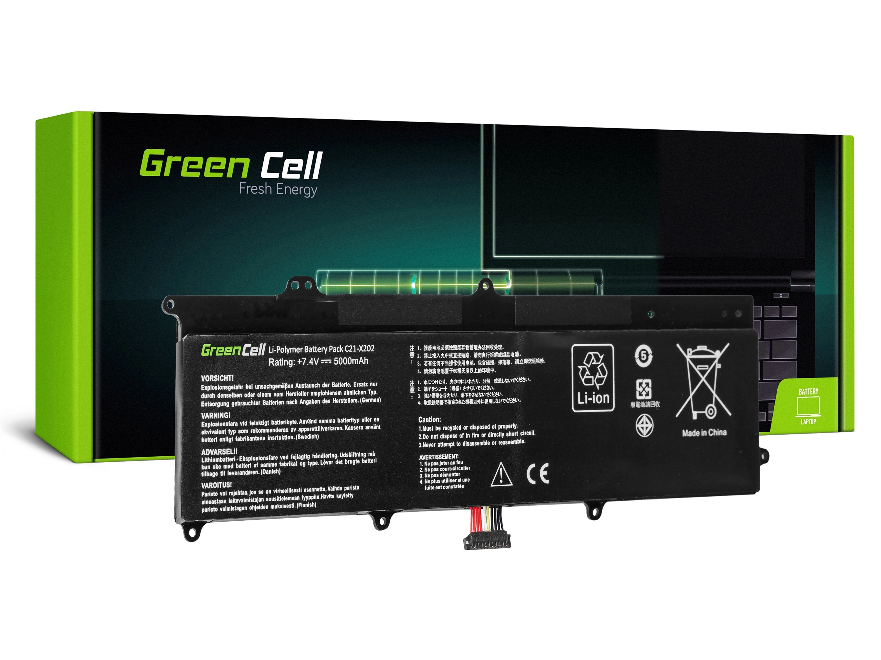 Green Cell Laptop akkumulátor Asus X201E F201E VivoBook F202E Q200E S200E X202E