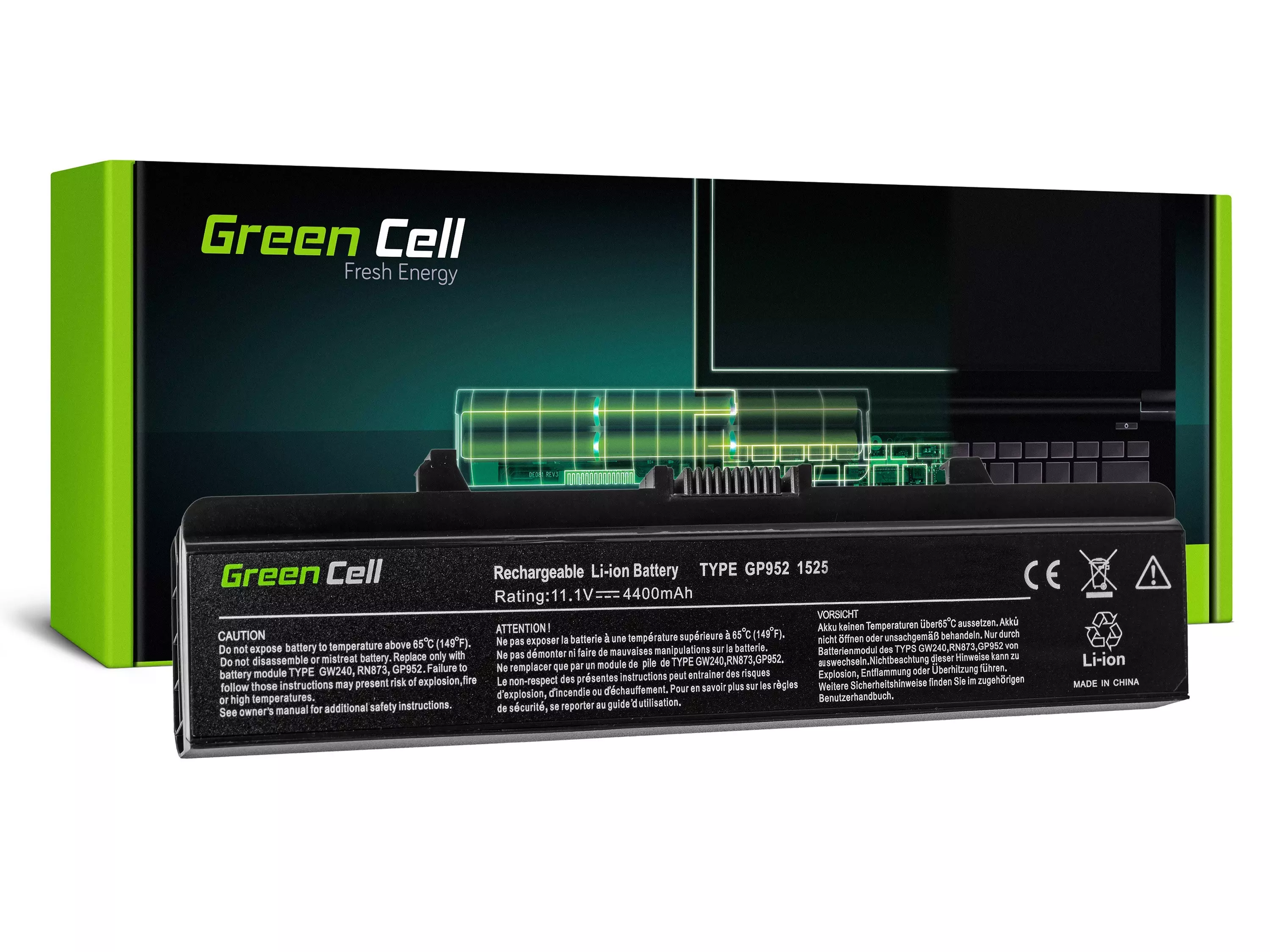 Green Cell Battery for Dell Inspiron 1525 1526 1545 1546 PP29L PP41L / 11,1V 4400mAh