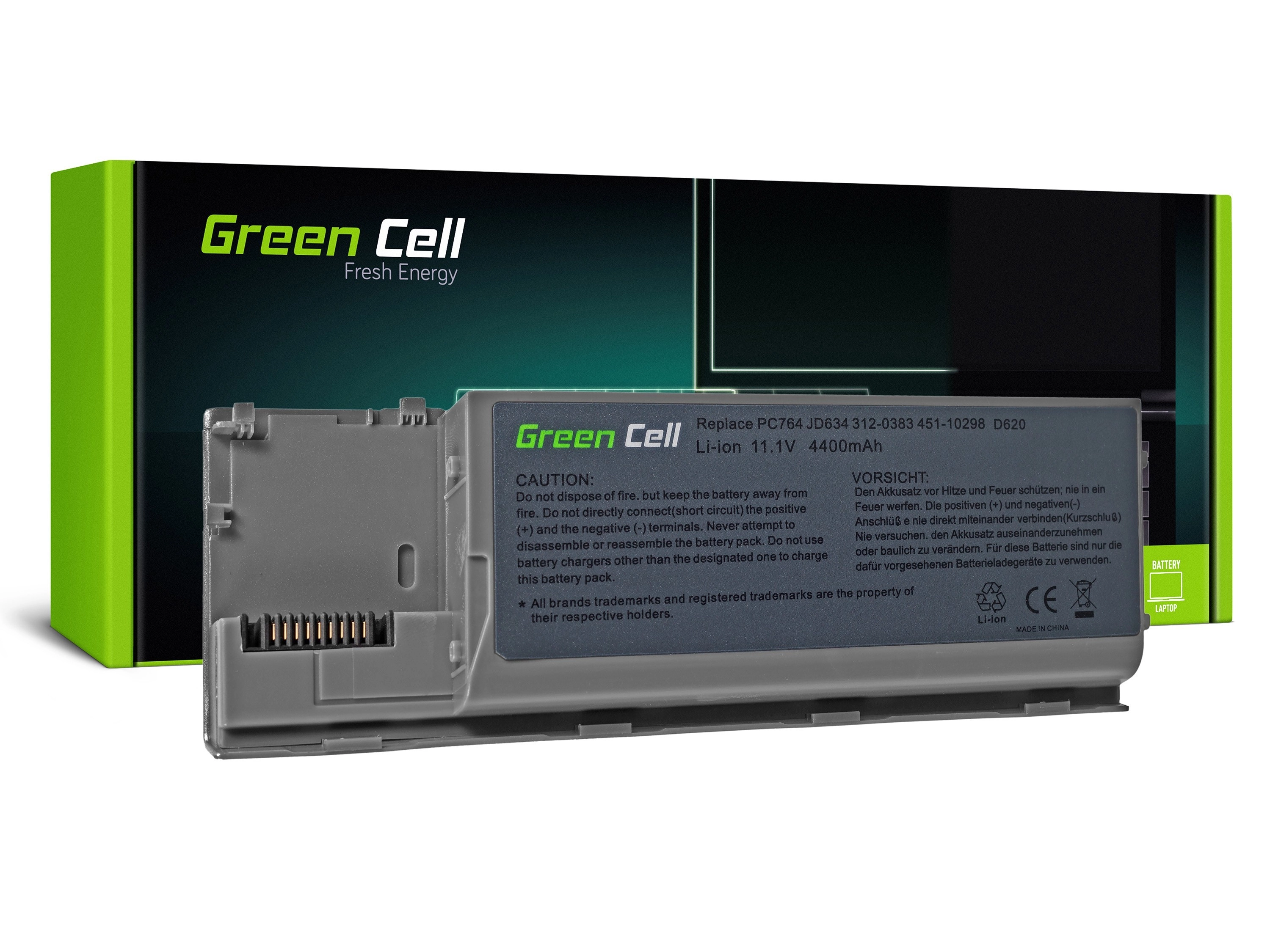 Green Cell Battery for Dell Latitude D620 D630 D630N D631 / 11,1V 4400mAh