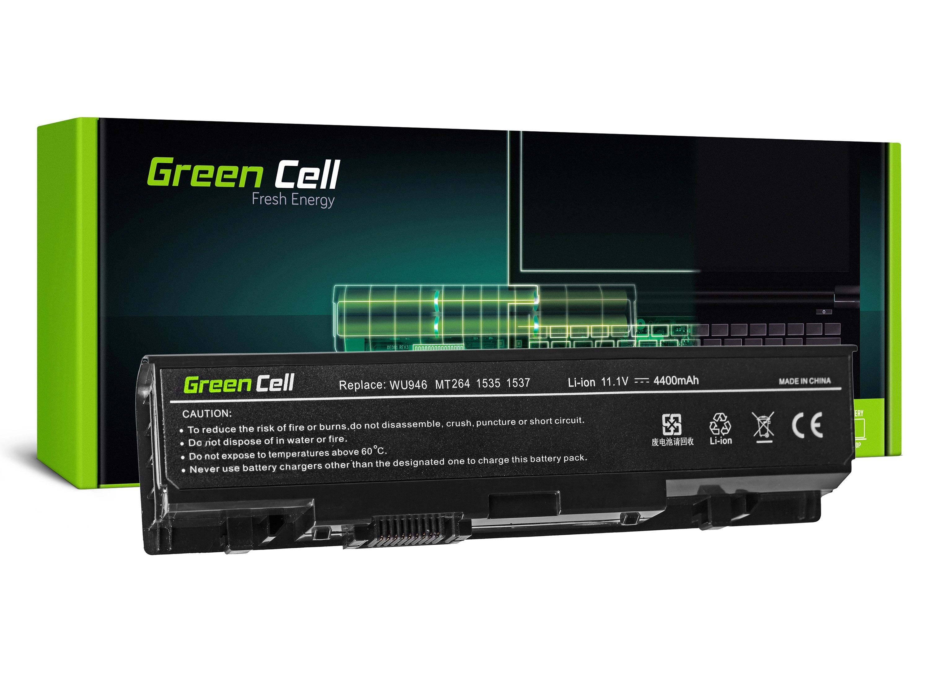 Green Cell Battery for Dell Studio 15 1535 1536 1537 1550 1555 1558 / 11,1V 4400mAh