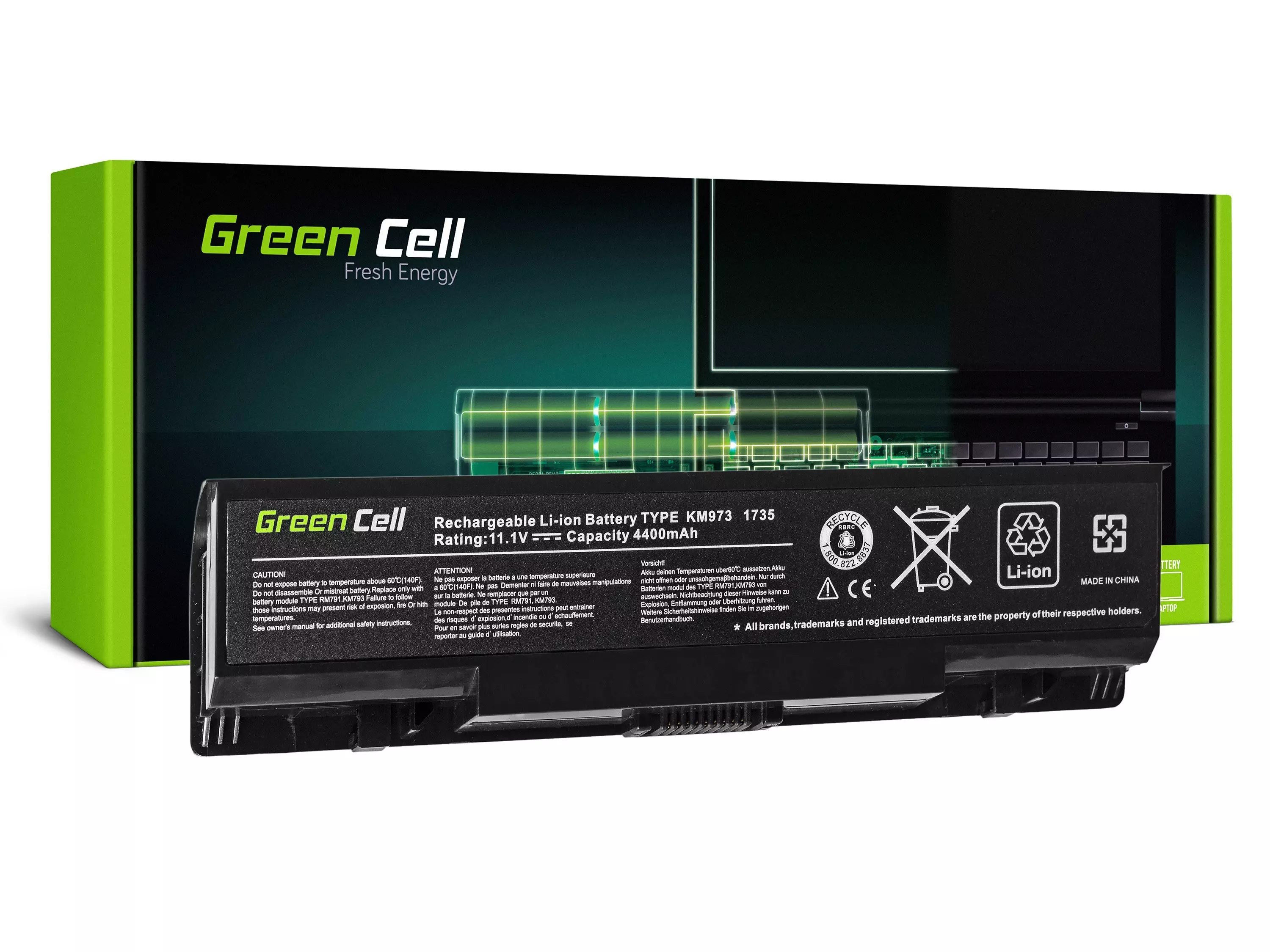 Green Cell Battery for Dell Studio 17 1735 1736 1737 / 11,1V 4400mAh